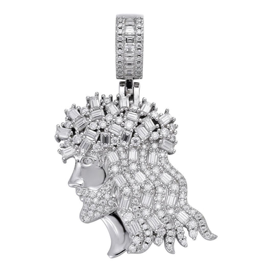 HarlemBling Baguette Jesus Exclusive Pendant - 925 Silver - CZ Stones - 3 Sizes 1"-2.5"