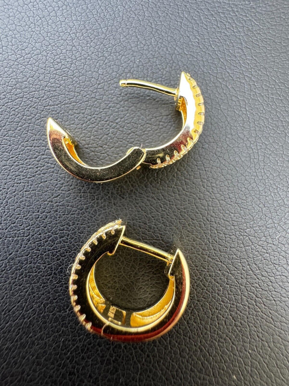 HarlemBling Baguette Moissanite 14k Gold Over Real 925 Silver Hoops Small Huggie Earrings