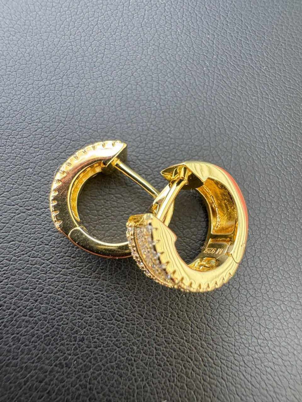 HarlemBling Baguette Moissanite 14k Gold Over Real 925 Silver Hoops Small Huggie Earrings