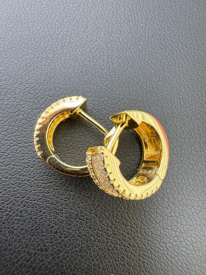 HarlemBling Baguette Moissanite 14k Gold Over Real 925 Silver Hoops Small Huggie Earrings