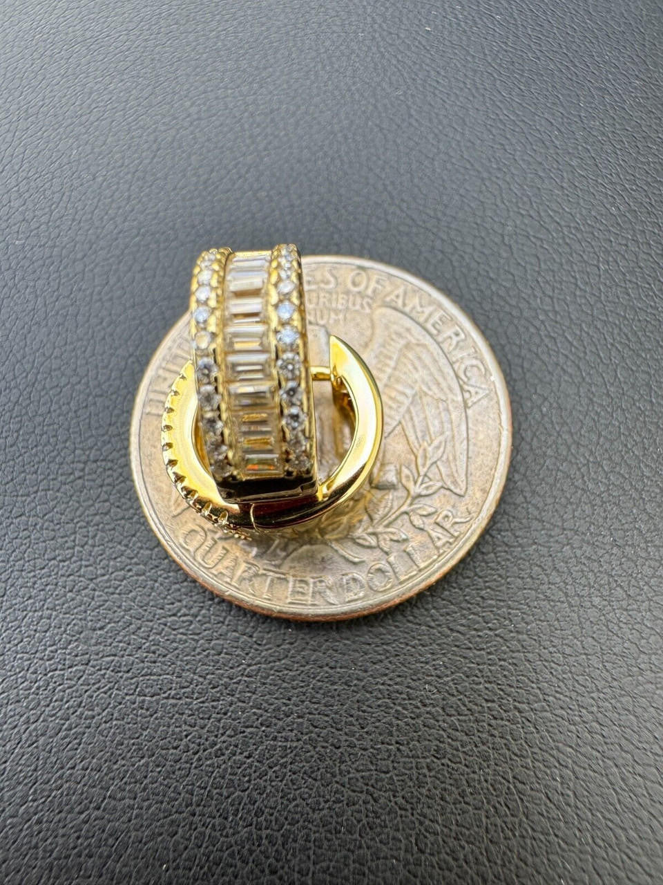 HarlemBling Baguette Moissanite 14k Gold Over Real 925 Silver Hoops Small Huggie Earrings