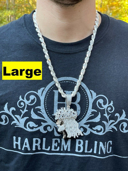 HarlemBling Baguette MOISSANITE Iced Hip Hop Jesus Pendant Iced Baguette Pass Diamond Tester