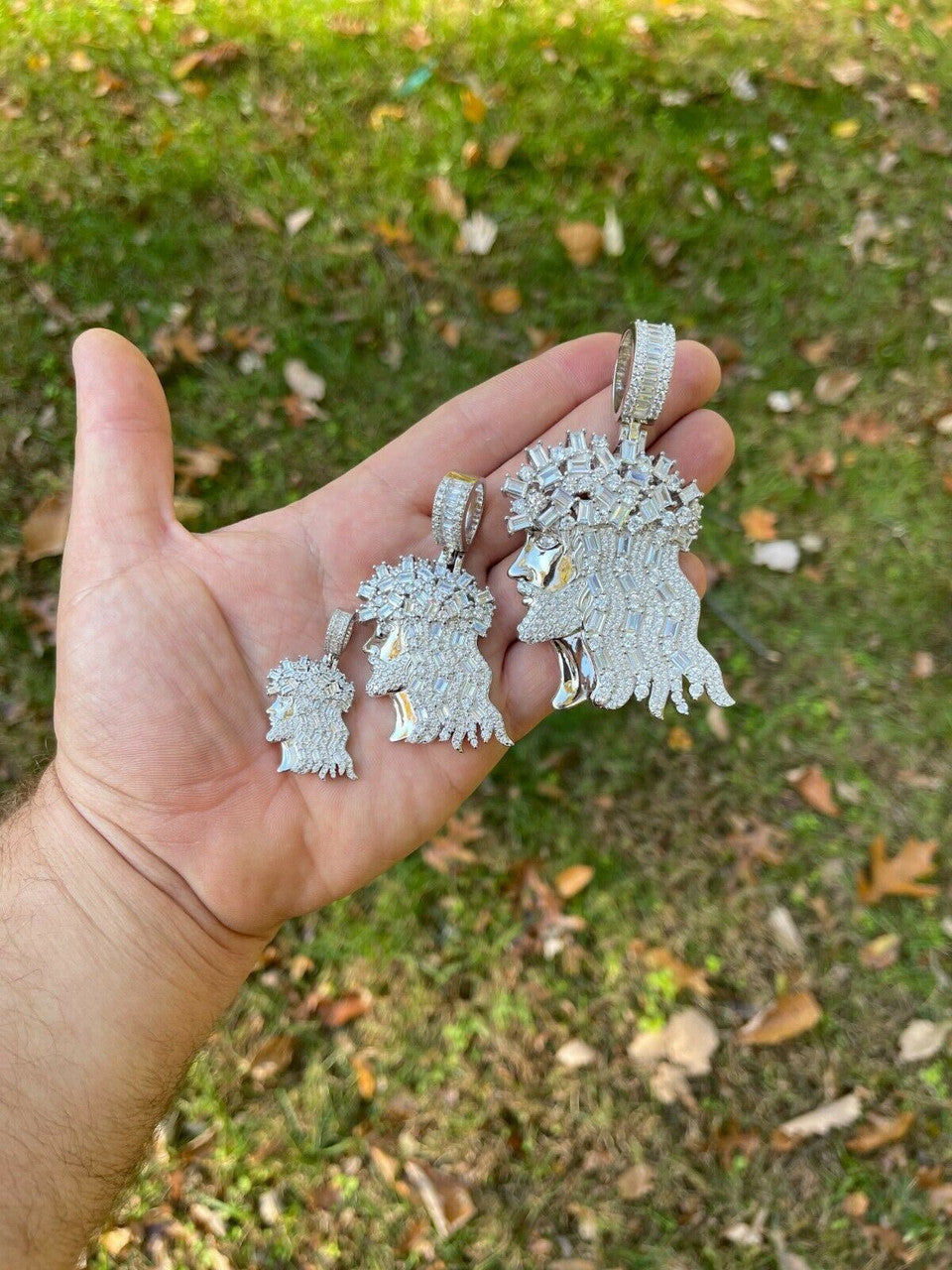 HarlemBling Baguette MOISSANITE Iced Hip Hop Jesus Pendant Iced Baguette Pass Diamond Tester