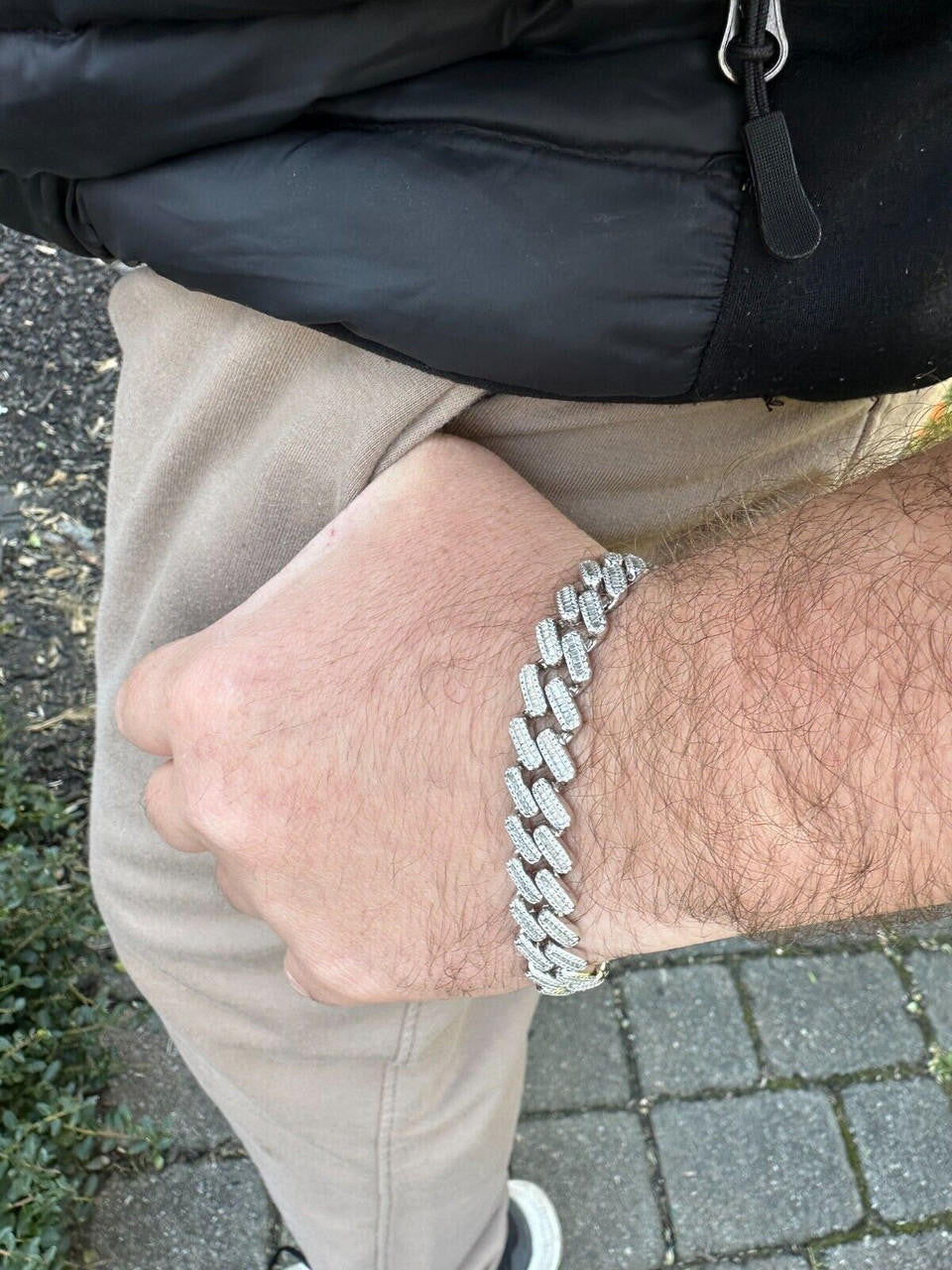 HarlemBling Baguette MOISSANITE Real Miami Cuban Link Bracelet Iced Solid 925 Silver 12-22mm