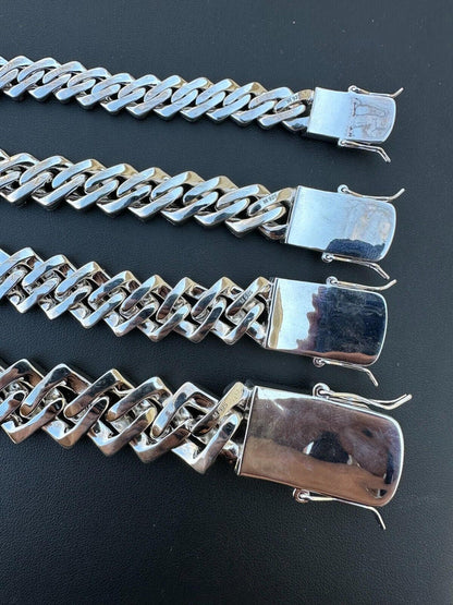 HarlemBling Baguette MOISSANITE Real Miami Cuban Link Bracelet Iced Solid 925 Silver 12-22mm