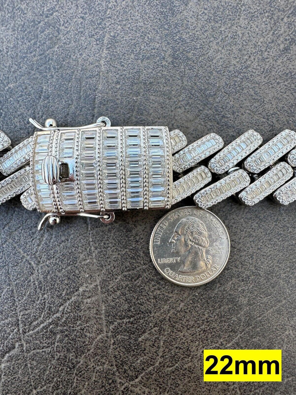 HarlemBling Baguette MOISSANITE Real Miami Cuban Link Chain Iced Solid 925 Silver Necklace