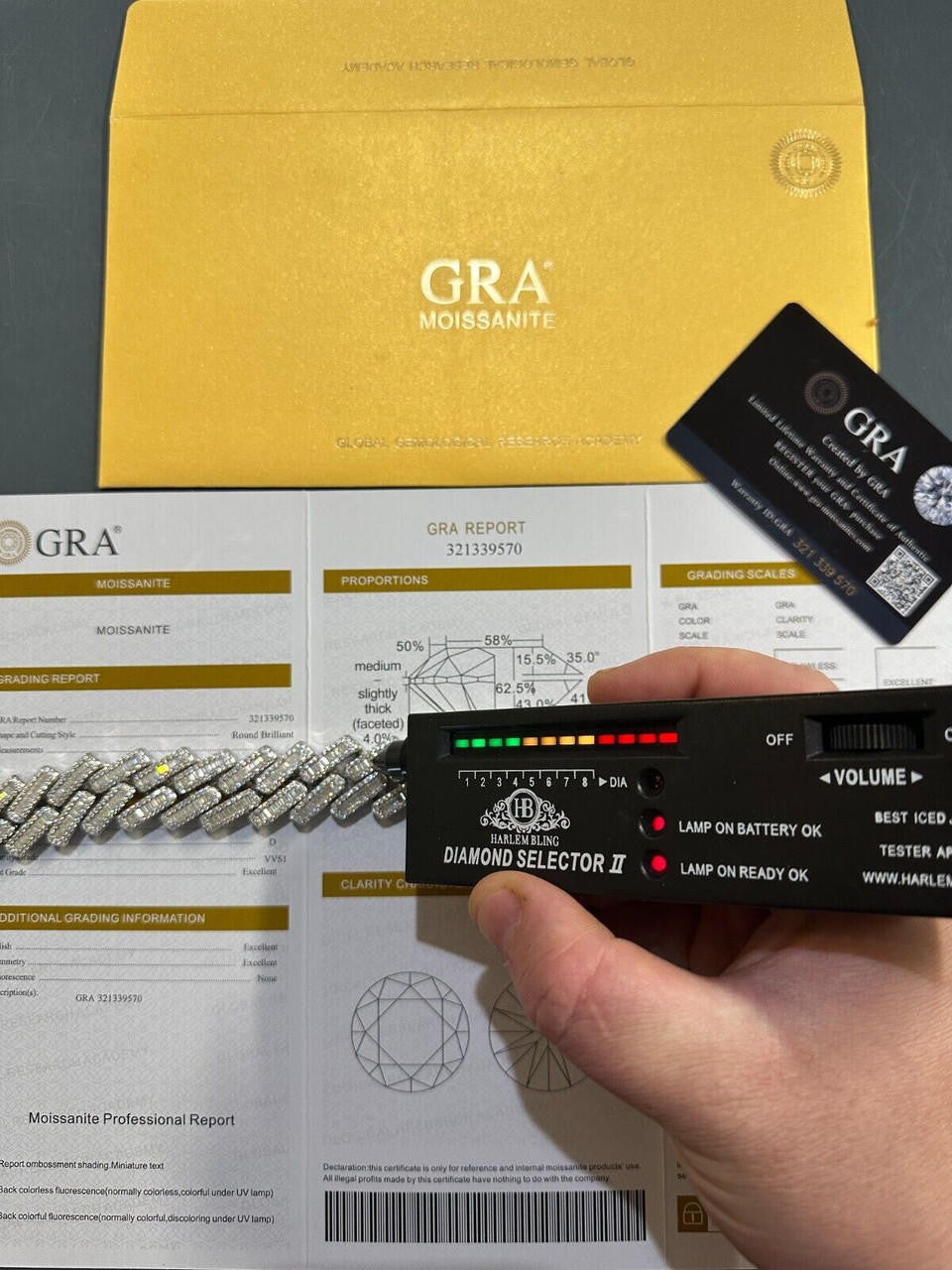 HarlemBling Baguette MOISSANITE Real Miami Cuban Link Chain Iced Solid 925 Silver Necklace