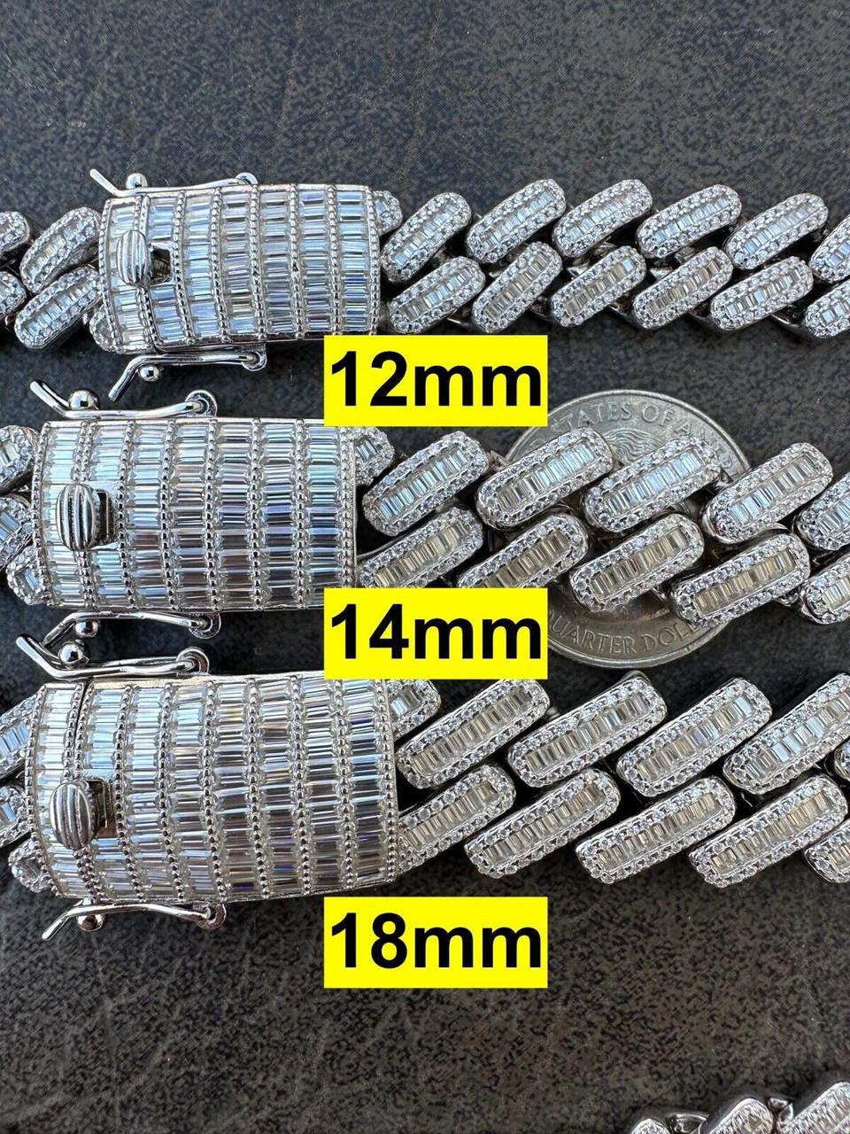 HarlemBling Baguette MOISSANITE Real Miami Cuban Link Chain Iced Solid 925 Silver Necklace