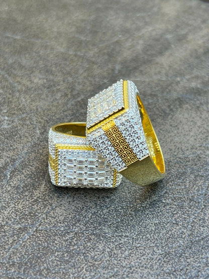 HarlemBling Baguette MOISSANITE Ring 14k Gold Vermeil Iced Pinky Hip Hop Passes Diamond Test