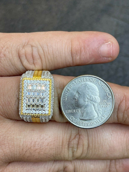 HarlemBling Baguette MOISSANITE Ring 14k Gold Vermeil Iced Pinky Hip Hop Passes Diamond Test
