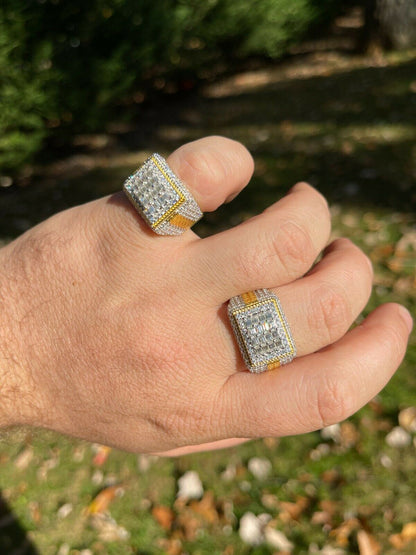 HarlemBling Baguette MOISSANITE Ring 14k Gold Vermeil Iced Pinky Hip Hop Passes Diamond Test