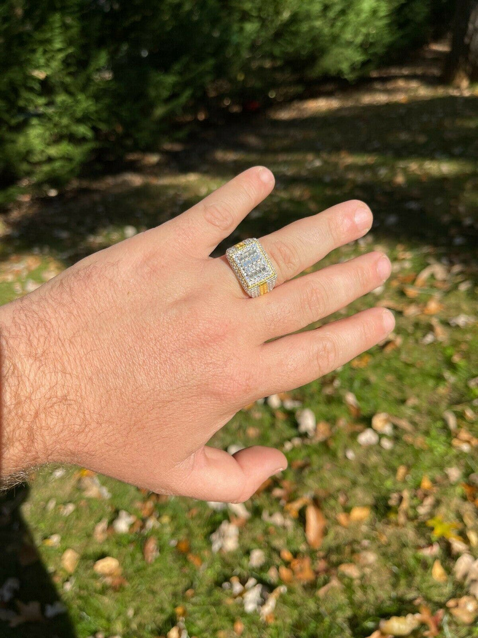 HarlemBling Baguette MOISSANITE Ring 14k Gold Vermeil Iced Pinky Hip Hop Passes Diamond Test