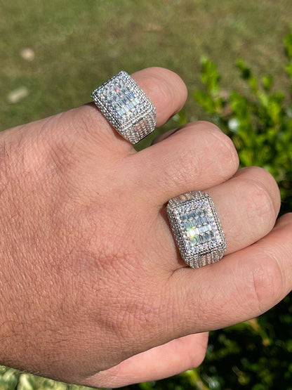 HarlemBling Baguette MOISSANITE Ring Real 925 Silver Iced Pinky Hip Hop Passes Diamond Test