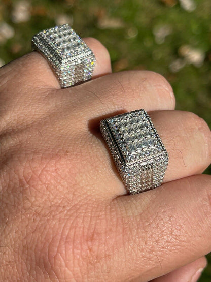 HarlemBling Baguette MOISSANITE Ring Real 925 Silver Iced Pinky Hip Hop Passes Diamond Test