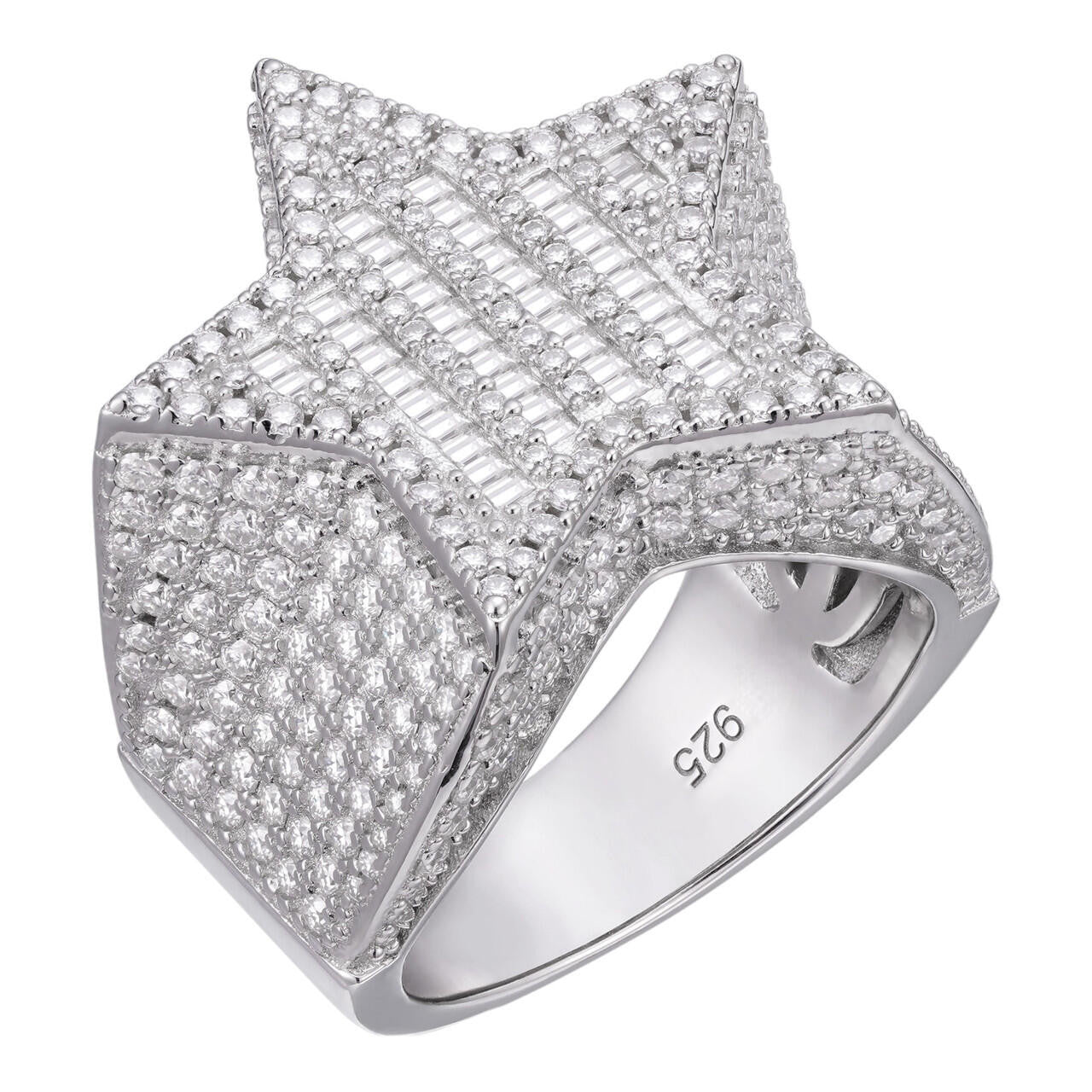 HarlemBling Baguette Rap Star Ring - 925 Silver - CZ Stones