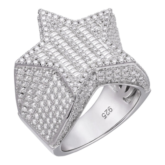 HarlemBling Baguette Rap Star Ring - 925 Silver - CZ Stones