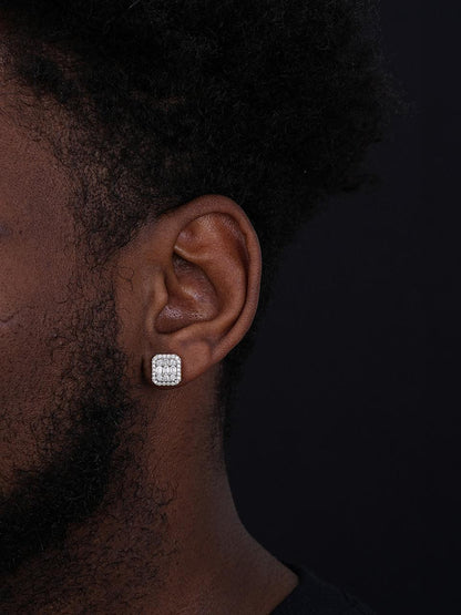 HarlemBling Baguette Rectangle Iced Out Earrings - 925 Silver - CZ Stones - 11mm