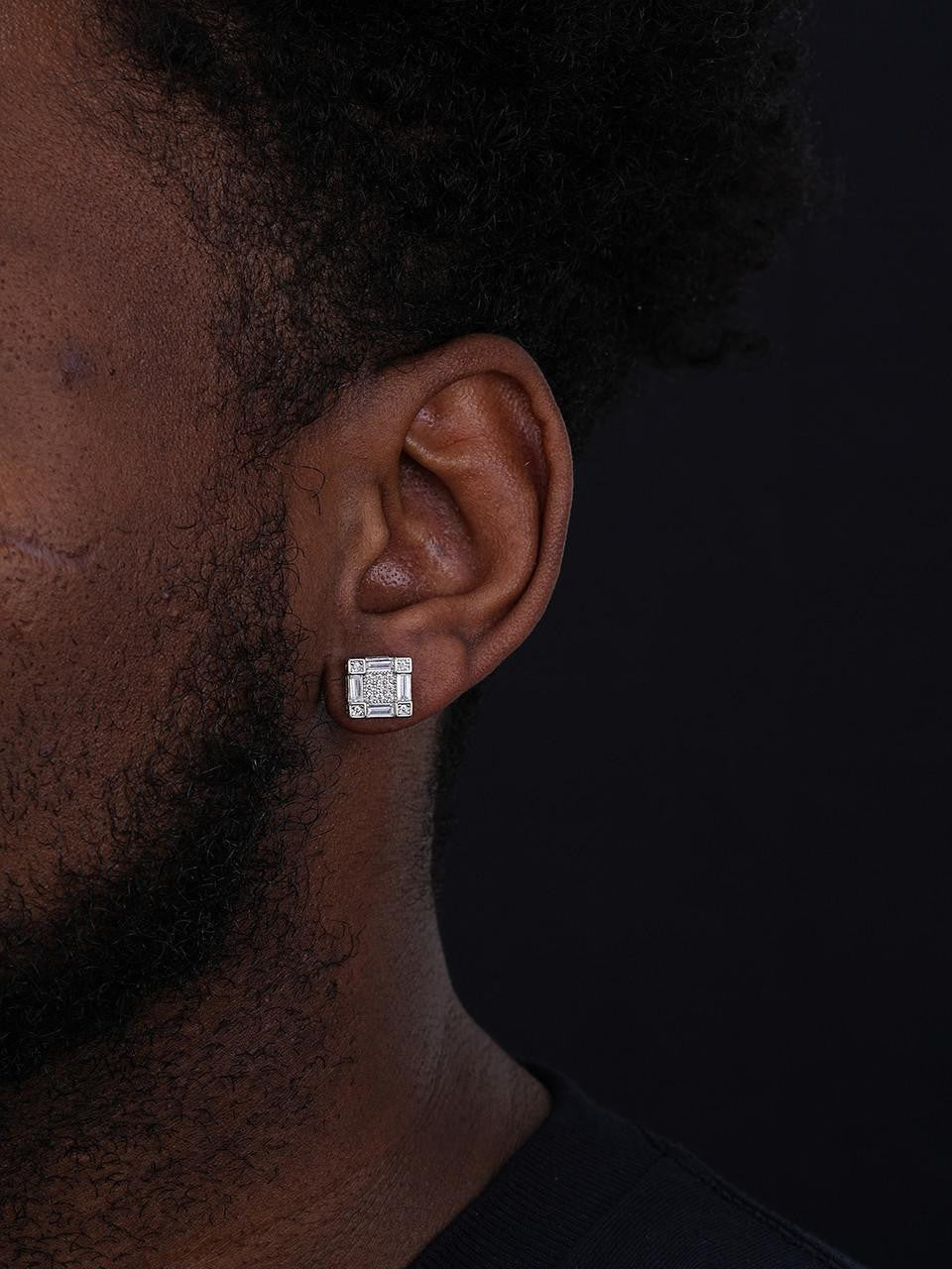 HarlemBling Baguette Square Bust Down Earrings - 925 Silver - CZ Stones - 10.5mm