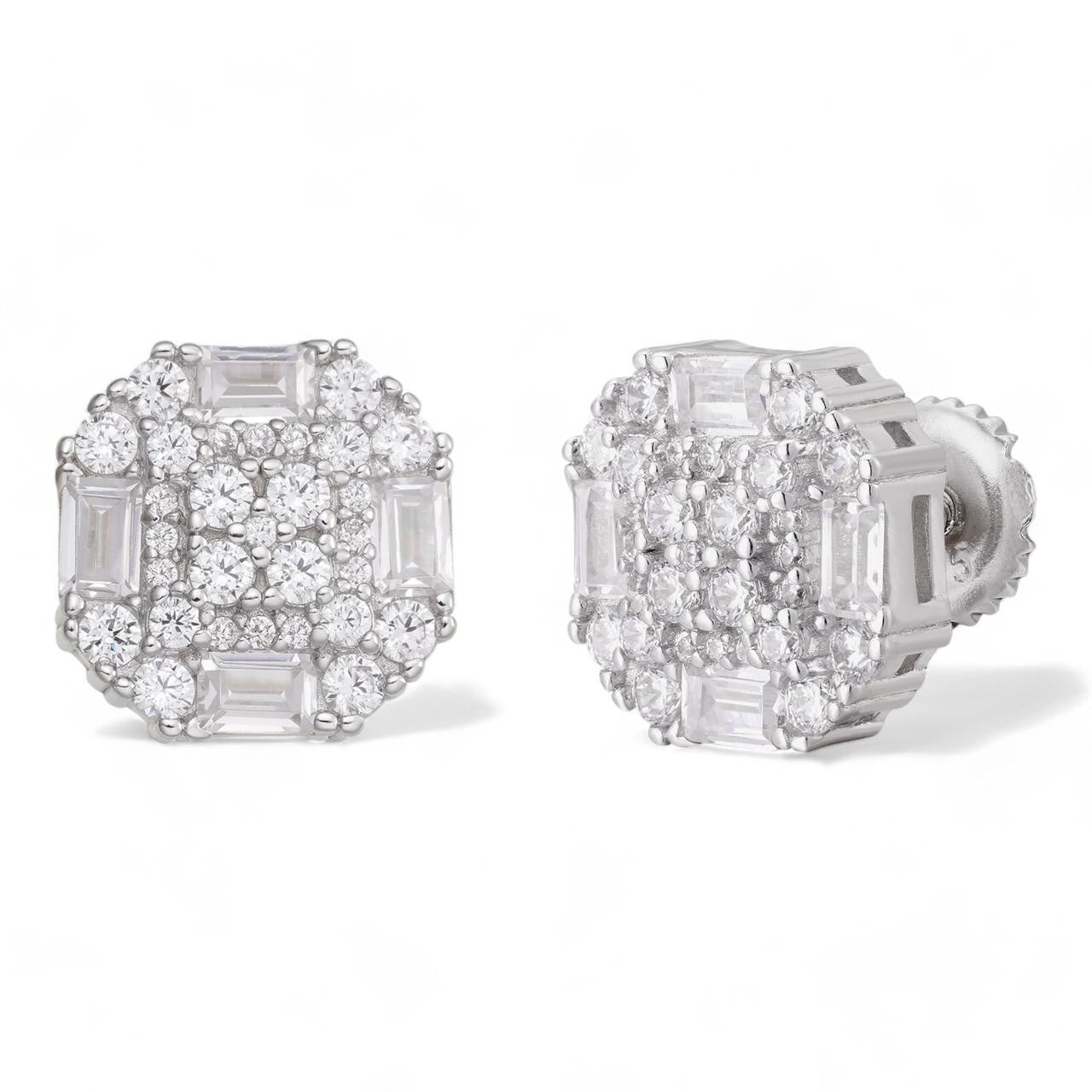 HarlemBling Baguette Star Iced Out Earrings - 925 Silver - CZ Stones - 10mm