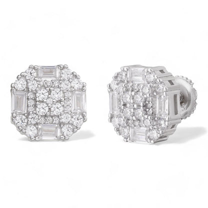 HarlemBling Baguette Star Iced Out Earrings - 925 Silver - CZ Stones - 10mm