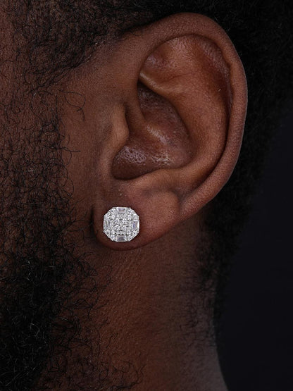 HarlemBling Baguette Star Iced Out Earrings - 925 Silver - CZ Stones - 10mm