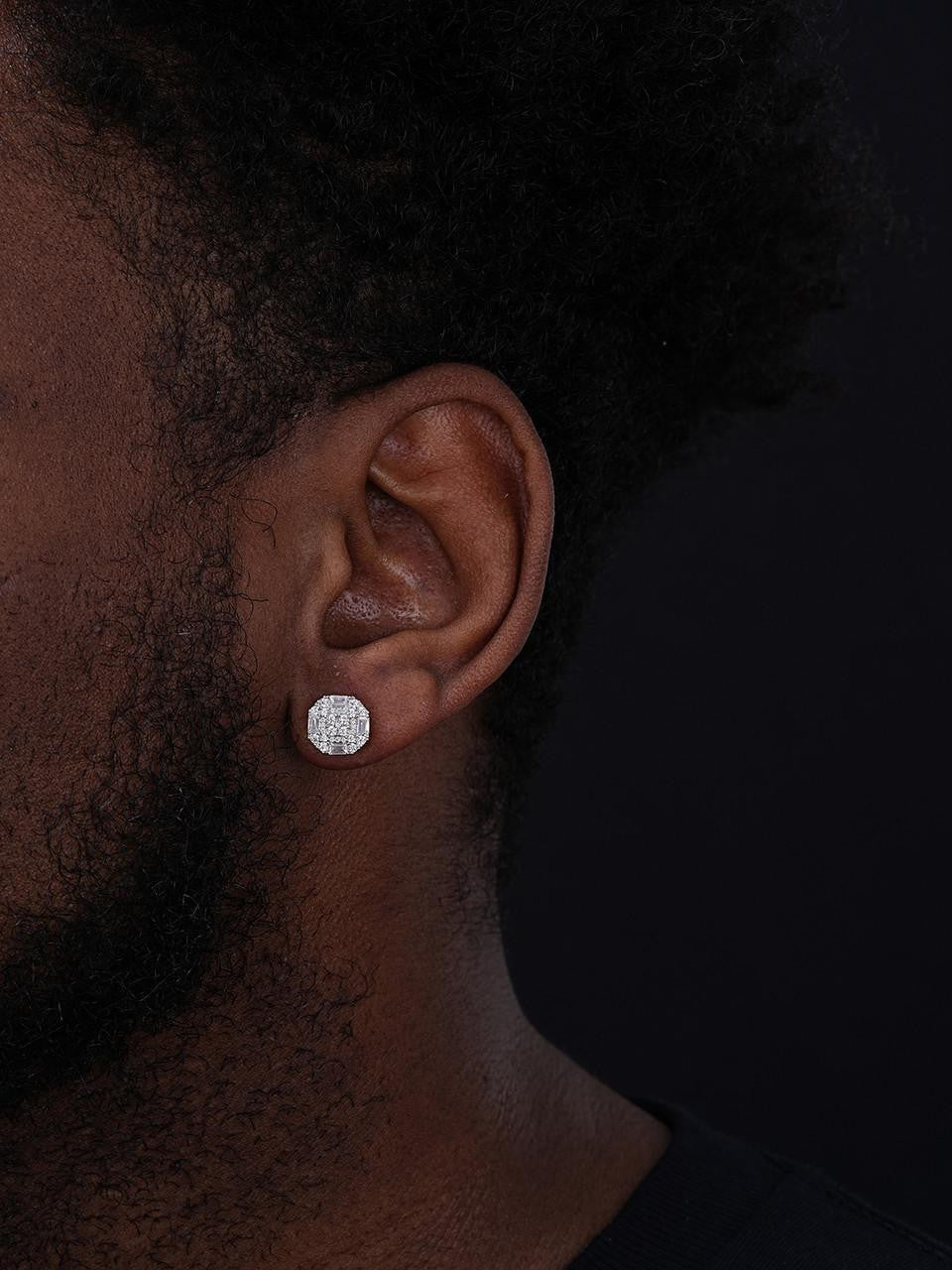 HarlemBling Baguette Star Iced Out Earrings - 925 Silver - CZ Stones - 10mm