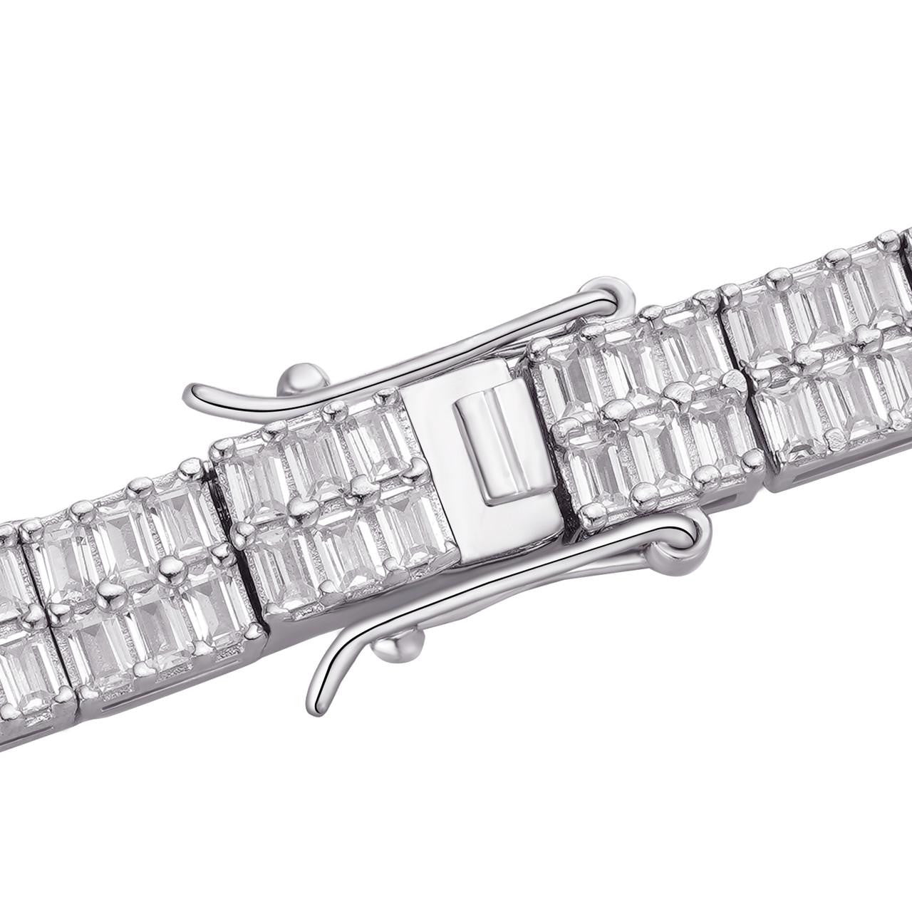 SOLID 925 Sterling Silver Baguette Tennis Chain ICED Diamond