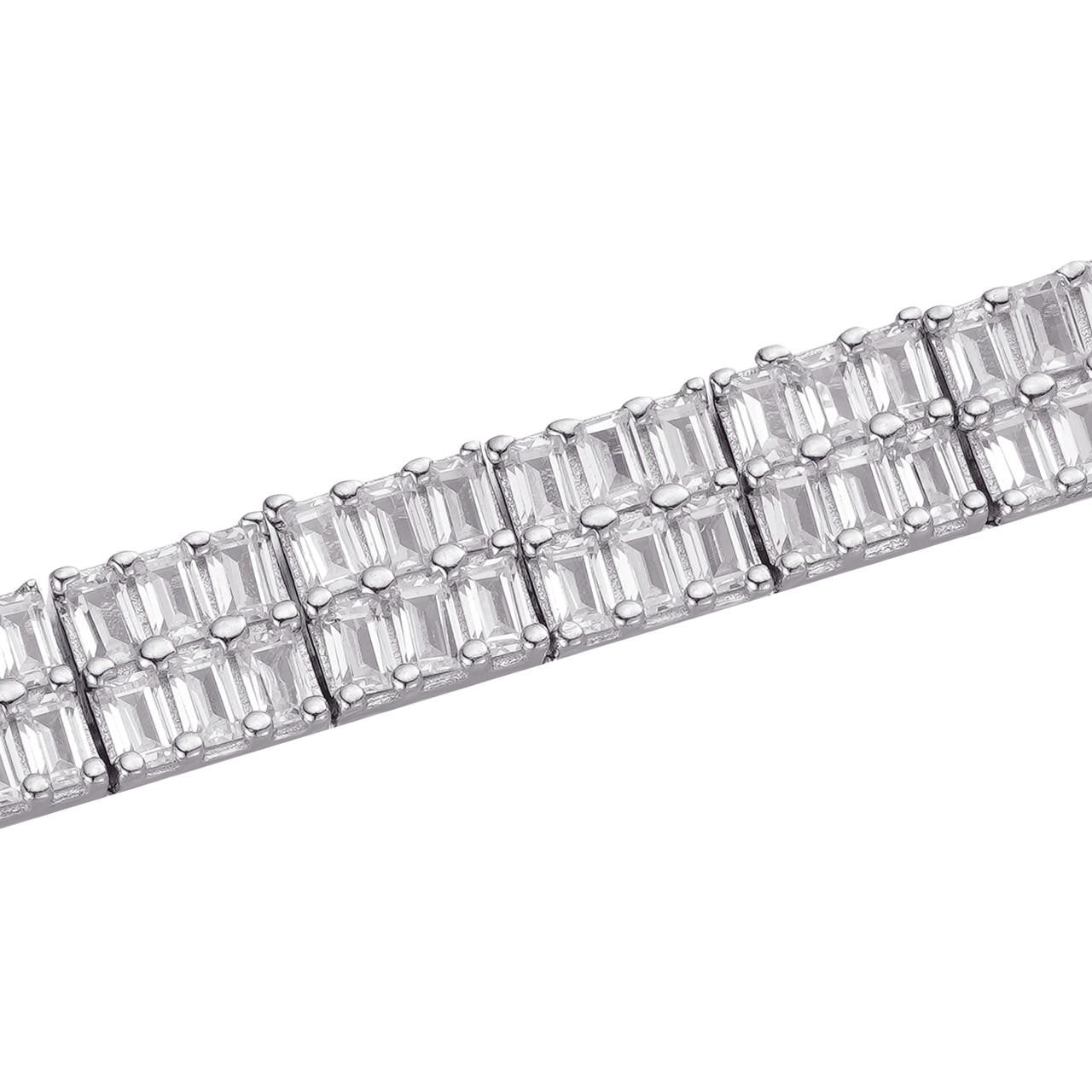 SOLID 925 Sterling Silver Baguette Tennis Chain ICED Diamond
