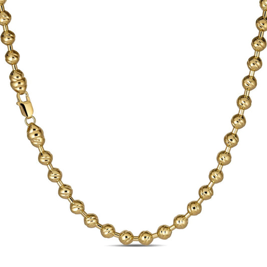 HarlemBling Ball Bead "Dog Tag" Chain Necklace - 14k Gold Vermeil 925 Sterling Silver - 18"-30" - 8mm