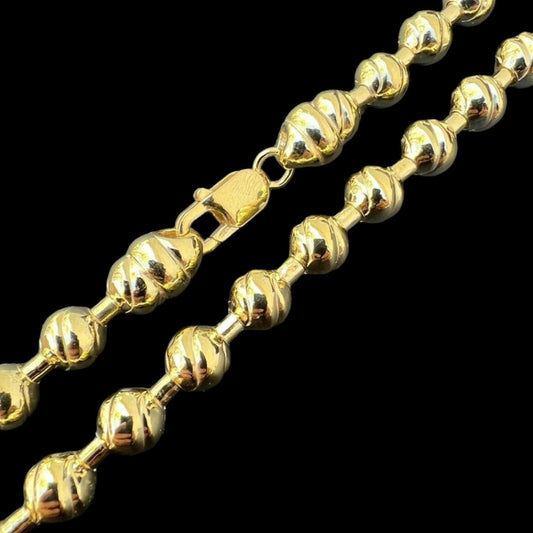 HarlemBling Ball Bead "Dog Tag" Chain Necklace - 14k Gold Vermeil 925 Sterling Silver - 18"-30" - 8mm