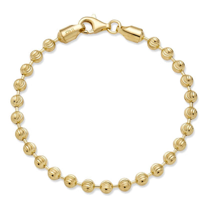 HarlemBling Ball Bead Moon Cut Bracelet - 14k Gold Vermeil 925 Sterling Silver - 8" - 5mm