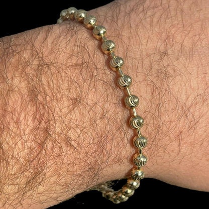 HarlemBling Ball Bead Moon Cut Bracelet - 14k Gold Vermeil 925 Sterling Silver - 8" - 5mm