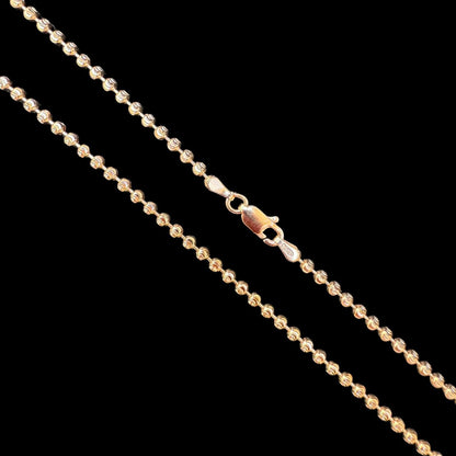 HarlemBling Ball Bead Moon Cut "Dog Tag" Chain Necklace - Rose Gold Vermeil 925 Sterling Silver - 16"-30" - 2.5mm
