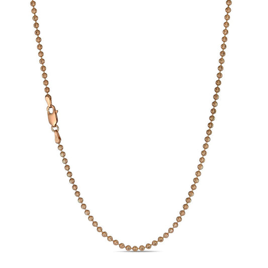 HarlemBling Ball Bead Moon Cut "Dog Tag" Chain Necklace - Rose Gold Vermeil 925 Sterling Silver - 16"-30" - 2.5mm