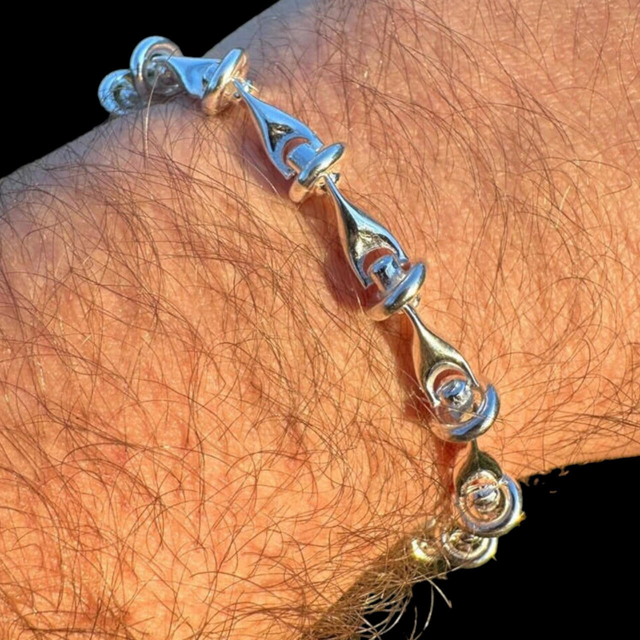 Real 925 Sterling Silver Mens Custom 8mm Barbed Wire Link Bracelet