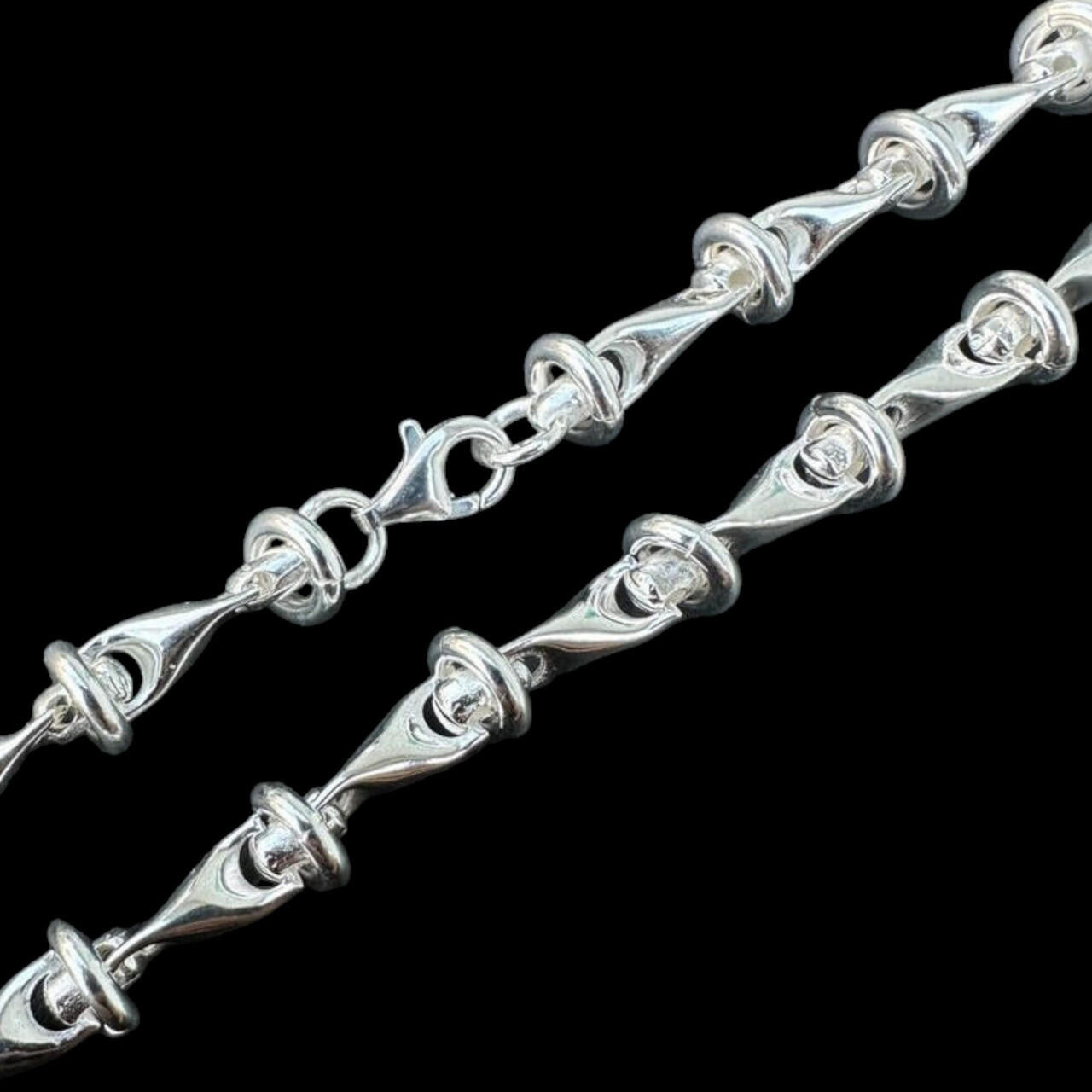 HarlemBling "Barbed Wire" Link Chain Custom Necklace Or Bracelet - 925 Sterling Silver - 7"-28" - 8mm
