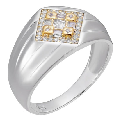 HarlemBling Basquiat Ring - 925 Silver & Gold Accent  - CZ Stones