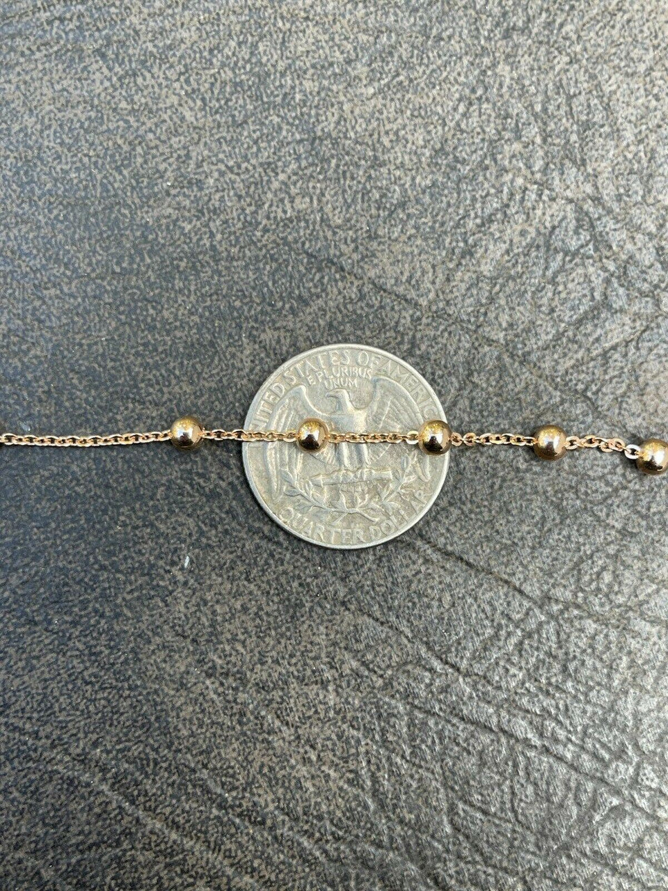 HarlemBling Beaded Ankle Bracelet Anklet 14k Rose Gold Over 925 Silver Adjustable 8-11.5