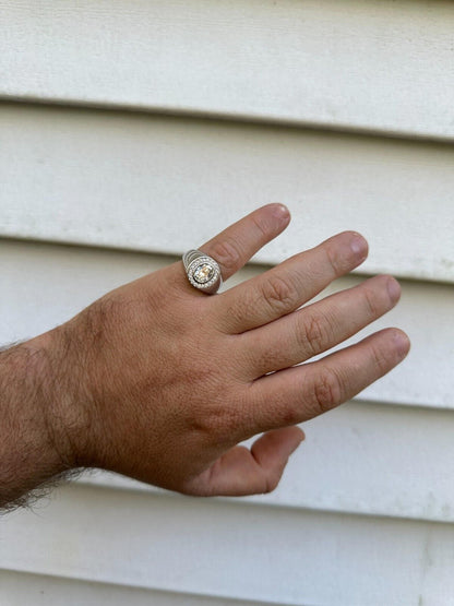 HarlemBling Big 2.4ct Oval Cut MOISSANITE Solitaire Men's Real Solid 925 Silver Ring Pinky