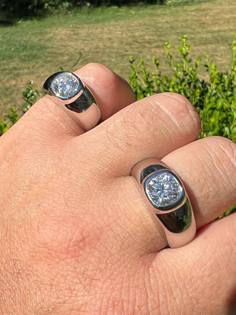 HarlemBling Big 2.5ct MOISSANITE Solitaire Mens Real Solid 925 Silver Ring Pinky Engagement