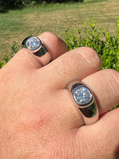 HarlemBling Big 2.5ct MOISSANITE Solitaire Mens Real Solid 925 Silver Ring Pinky Engagement