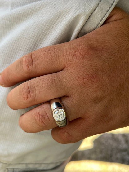 HarlemBling Big 2.5ct MOISSANITE Solitaire Mens Real Solid 925 Silver Ring Pinky Engagement