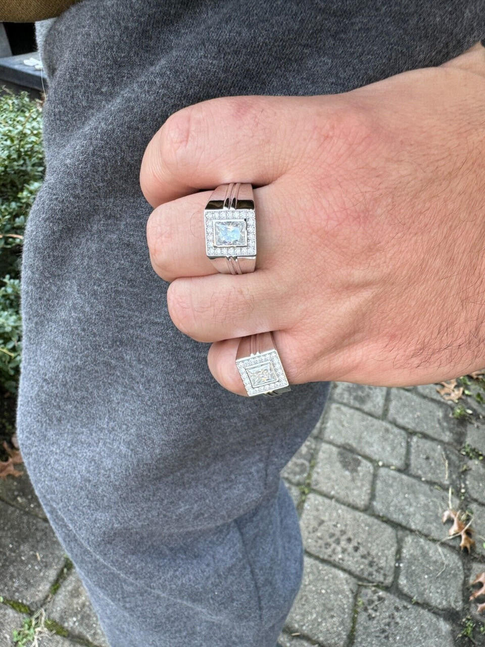 HarlemBling Big 2.6ct Baguette MOISSANITE Solitaire Mens Real Solid 925 Silver Ring Pinky