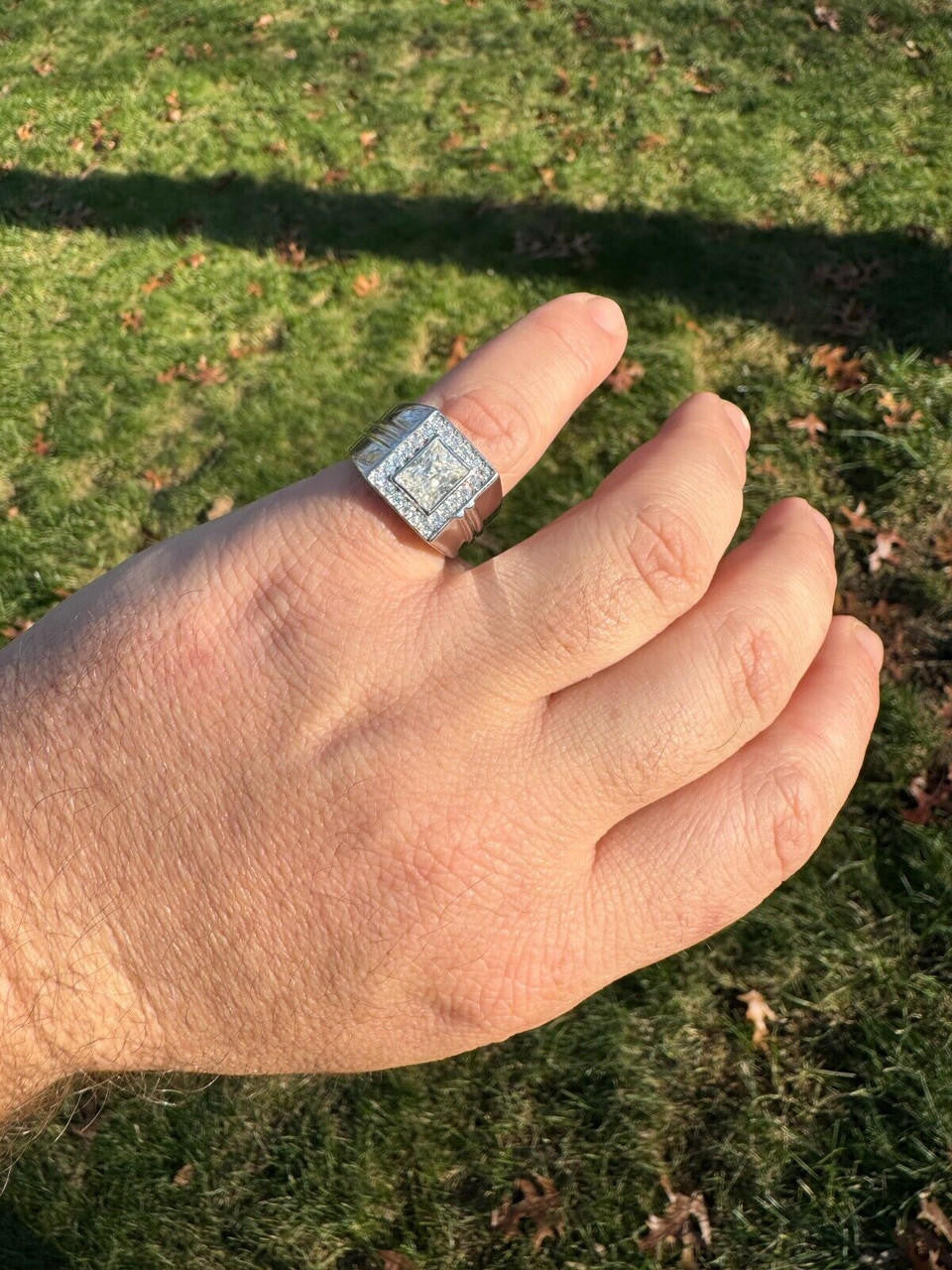 HarlemBling Big 2.6ct Baguette MOISSANITE Solitaire Mens Real Solid 925 Silver Ring Pinky