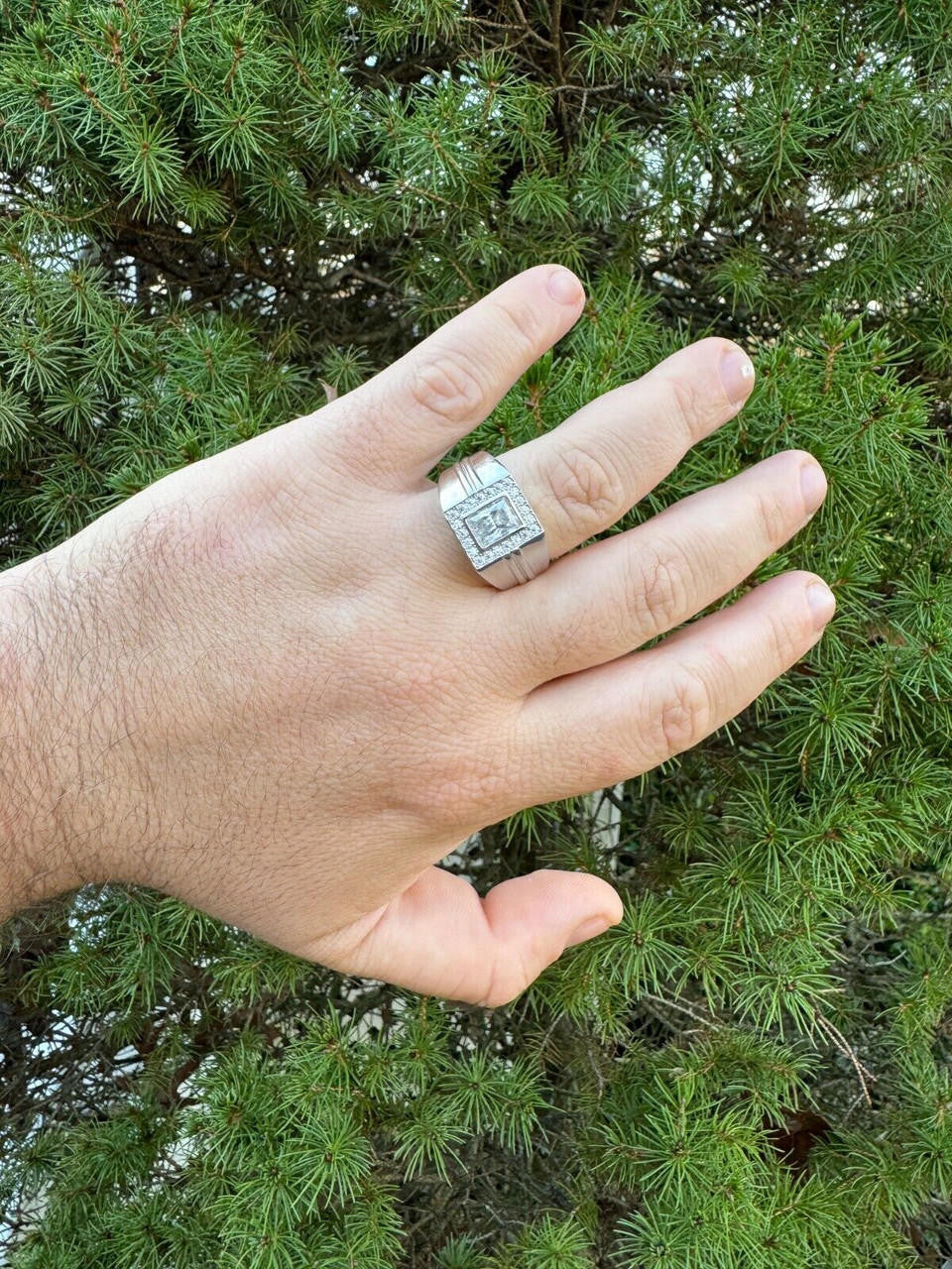 HarlemBling Big 2.6ct Baguette MOISSANITE Solitaire Mens Real Solid 925 Silver Ring Pinky