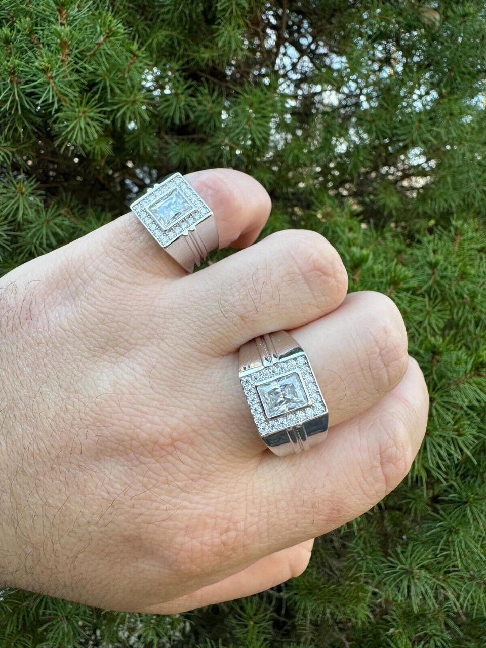 HarlemBling Big 2.6ct Baguette MOISSANITE Solitaire Mens Real Solid 925 Silver Ring Pinky