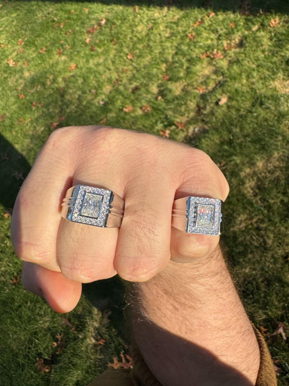 HarlemBling Big 2.6ct Baguette MOISSANITE Solitaire Mens Real Solid 925 Silver Ring Pinky