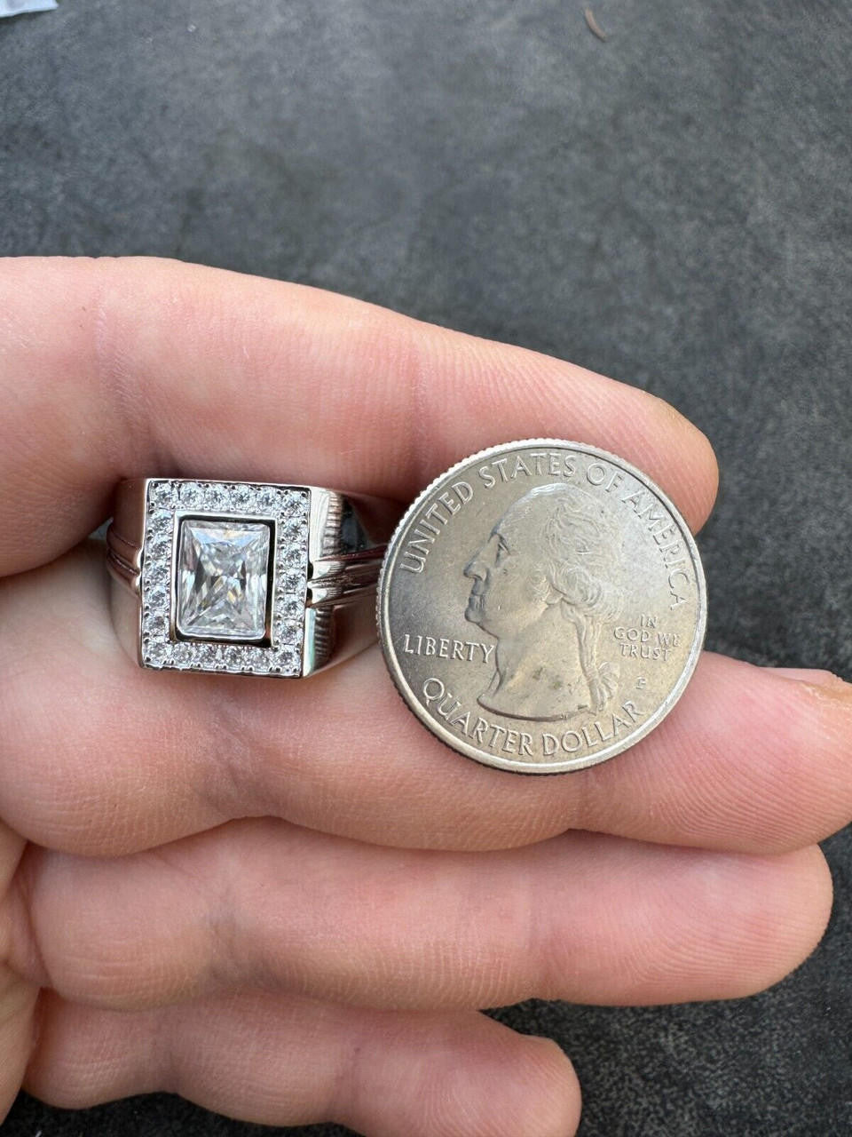 HarlemBling Big 2.6ct Baguette MOISSANITE Solitaire Mens Real Solid 925 Silver Ring Pinky