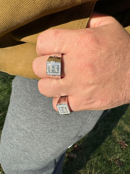 HarlemBling Big 2.6ct Baguette MOISSANITE Solitaire Mens Real Solid 925 Silver Ring Pinky