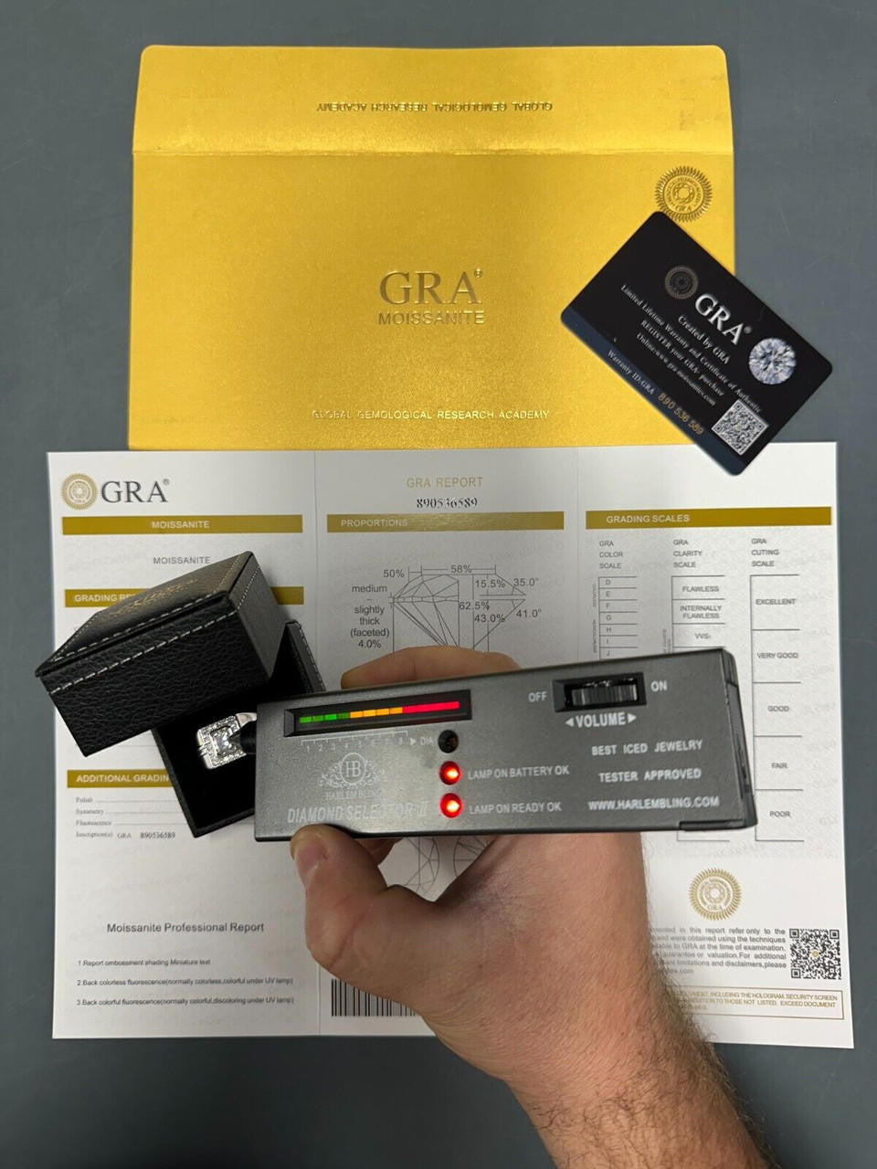 HarlemBling Big 2.6ct Emerald Cut MOISSANITE Solitaire Mens Real Solid 925 Silver Ring Pinky